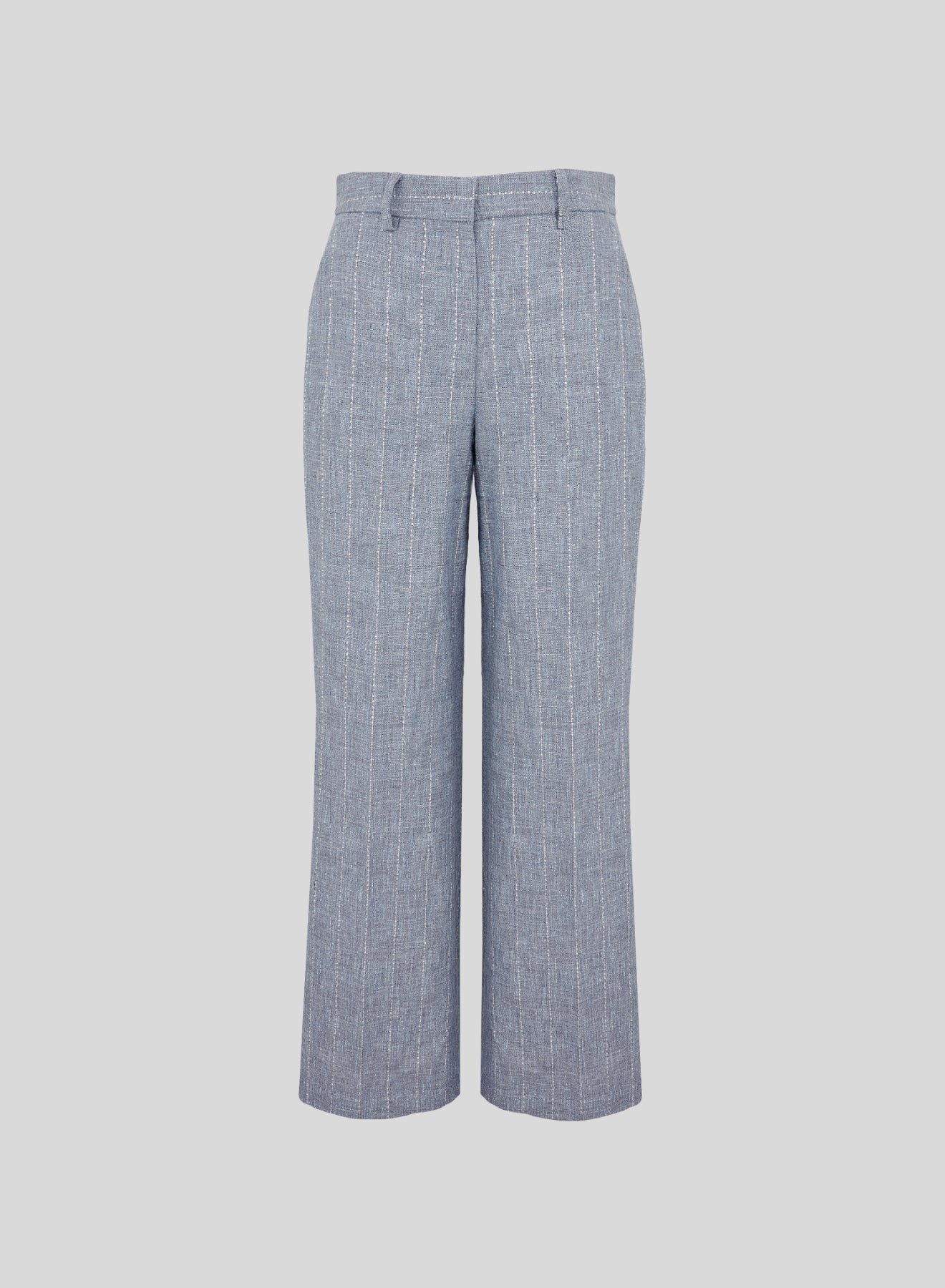 LINEN BLEND PANTS WITH SEQUINS PINSTRIPES