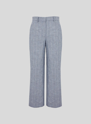 PANTALONI IN MISTO LINO CON GESSATURA PAILLETTES