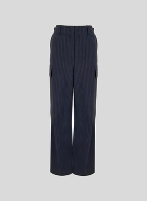 PANTALONI CARGO IN LANA GESSATA