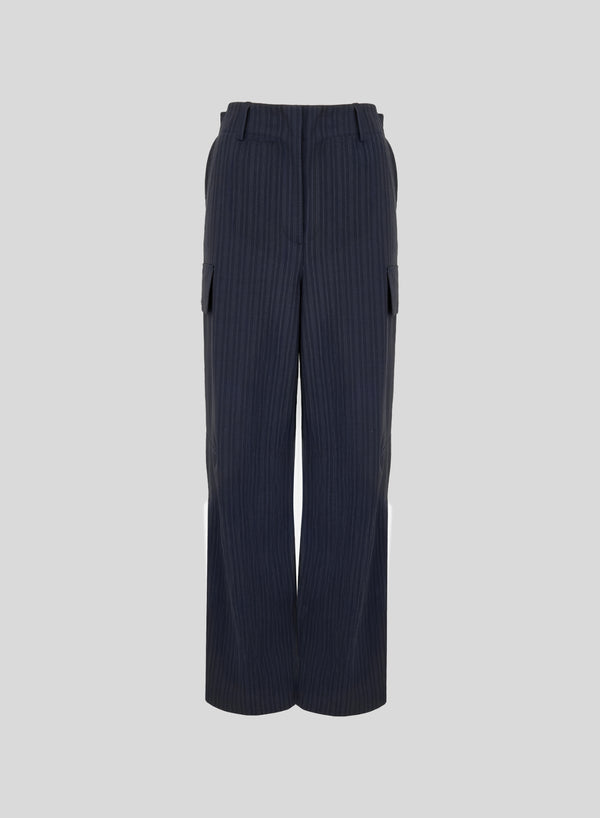 PANTALONI CARGO IN LANA GESSATA