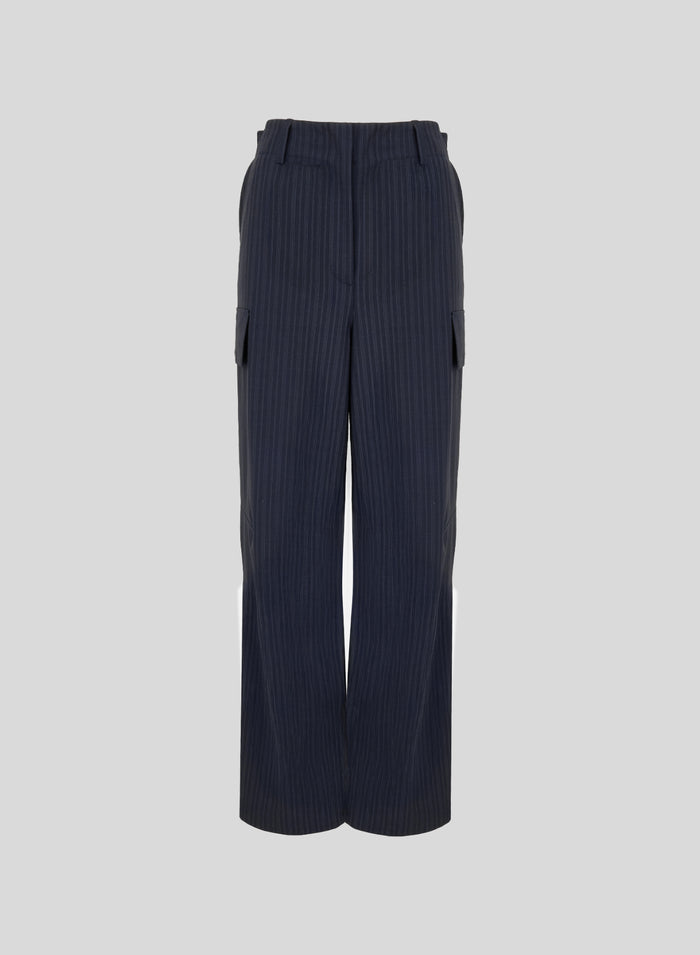 PANTALONI CARGO IN LANA GESSATA