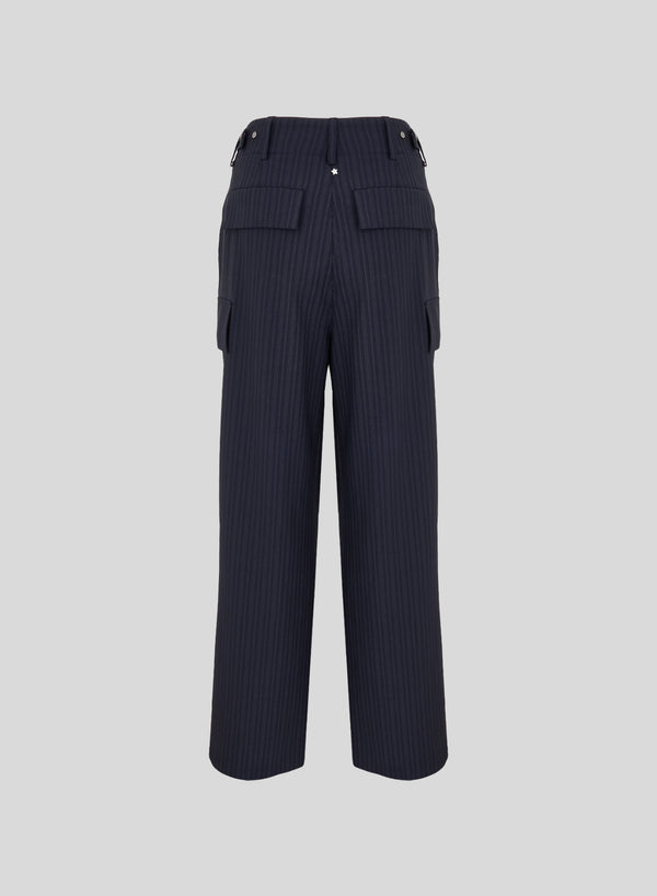PINSTRIPE WOOL CARGO PANTS