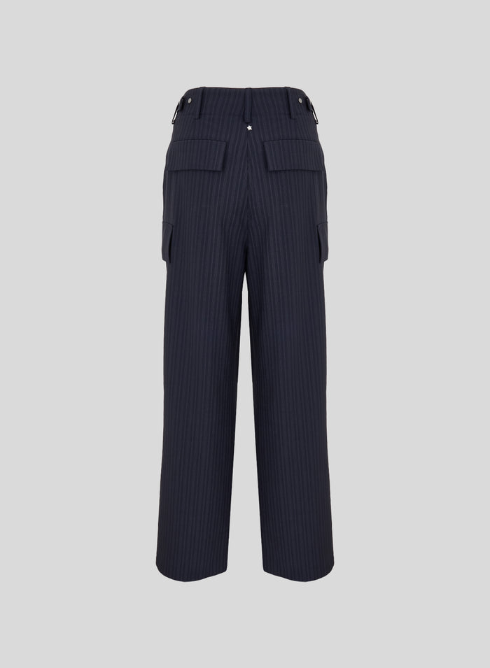 PANTALONI CARGO IN LANA GESSATA