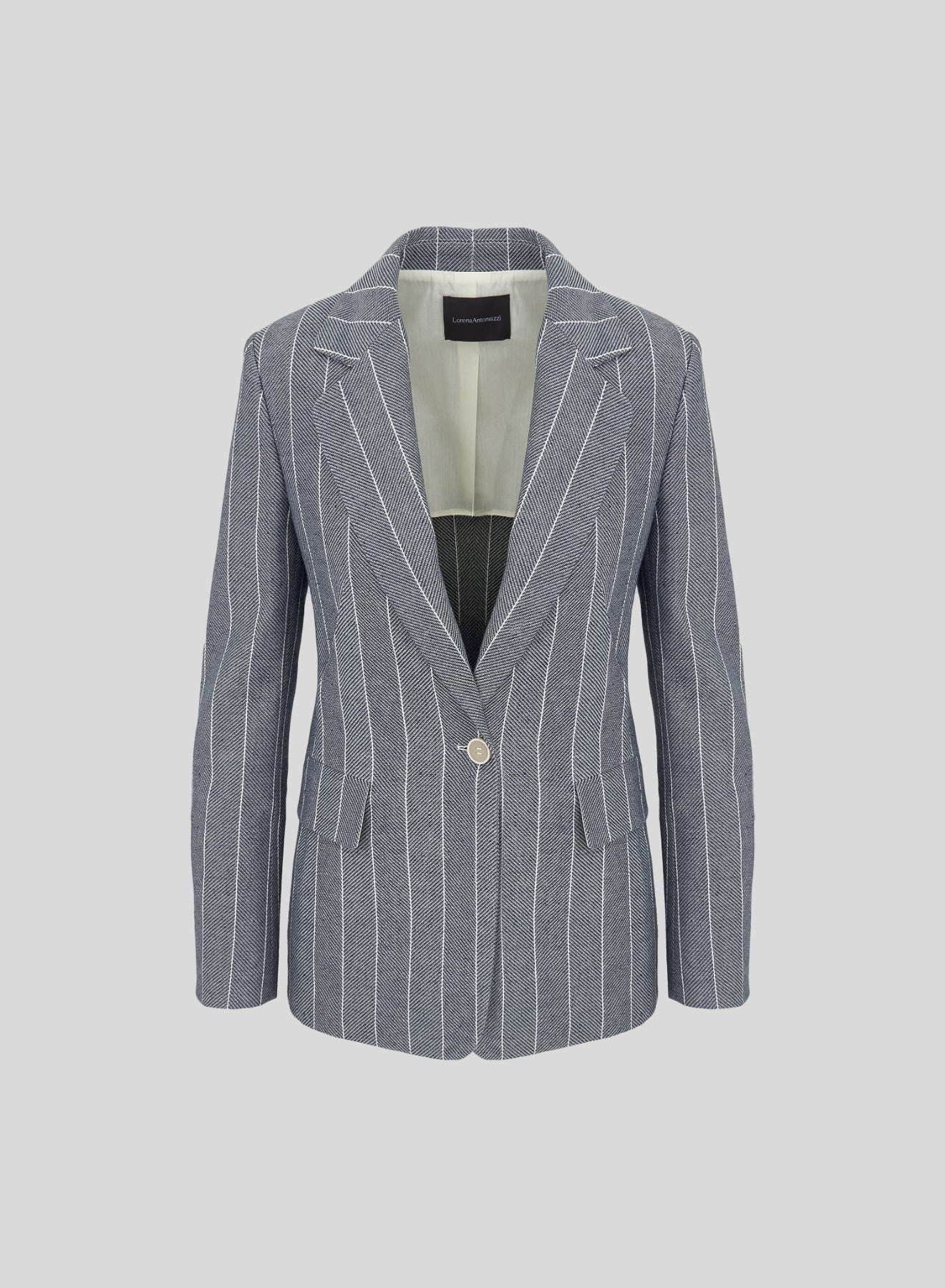 GIACCA MONOPETTO IN RESCA GESSATA DI COTONE E LINO