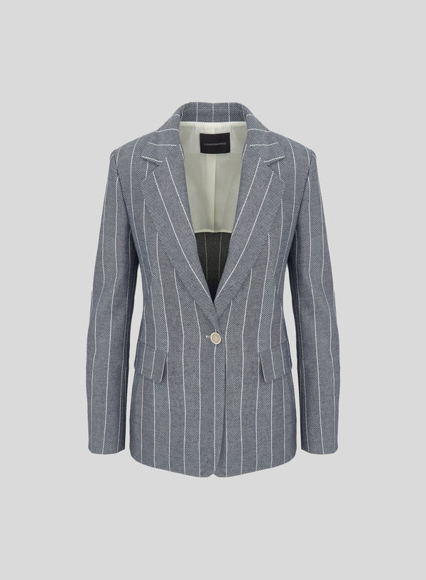 GIACCA MONOPETTO IN RESCA GESSATA DI COTONE E LINO