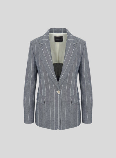 GIACCA MONOPETTO IN RESCA GESSATA DI COTONE E LINO