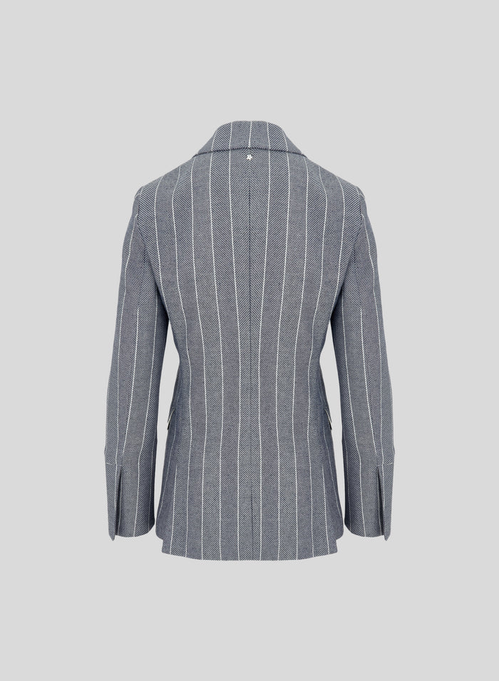 GIACCA MONOPETTO IN RESCA GESSATA DI COTONE E LINO