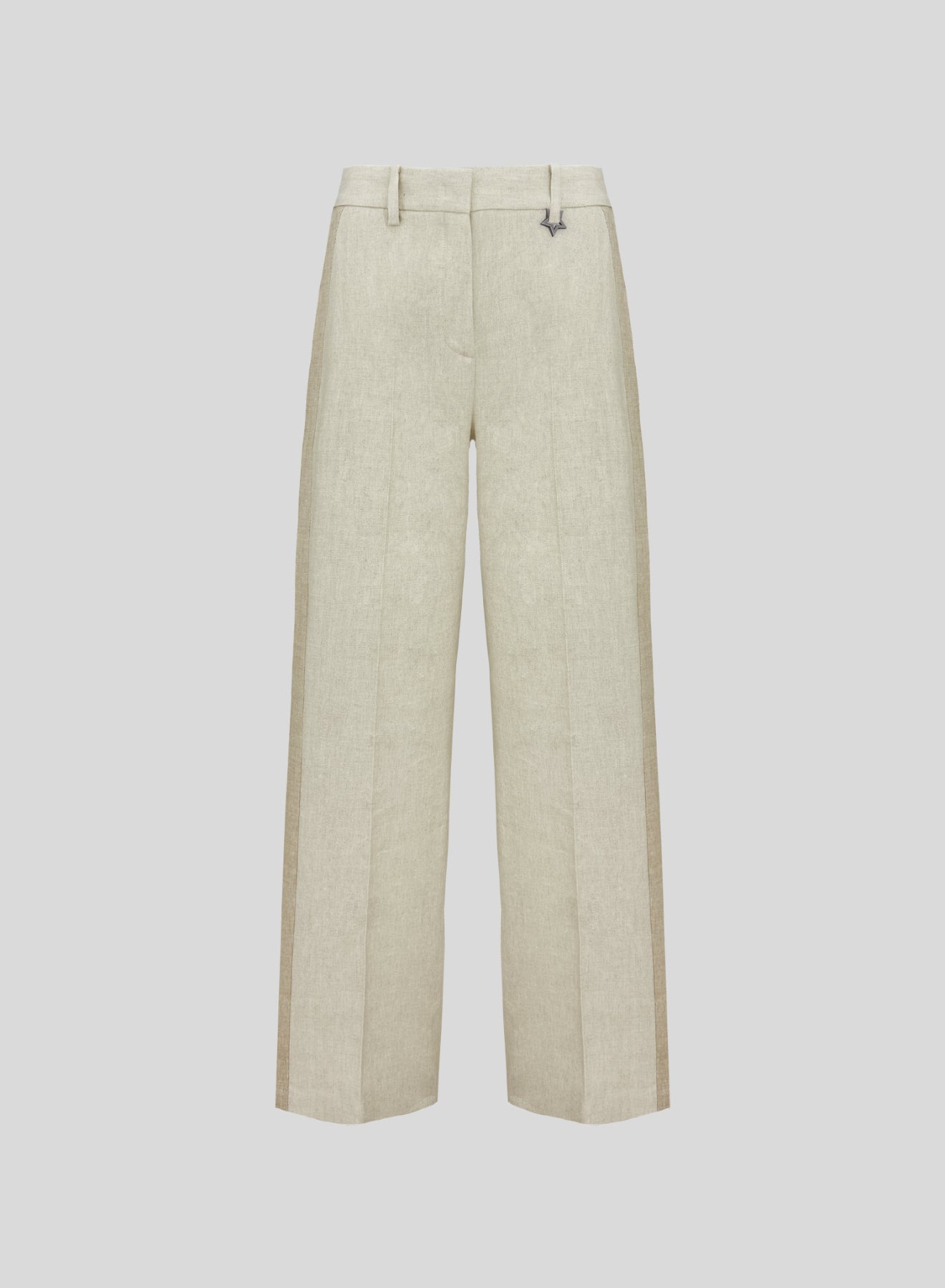 PANTALONI IN MISTO LINO E VISCOSA MELANGE