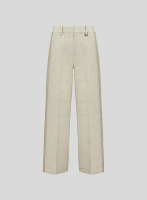 PANTALONI IN MISTO LINO E VISCOSA MELANGE