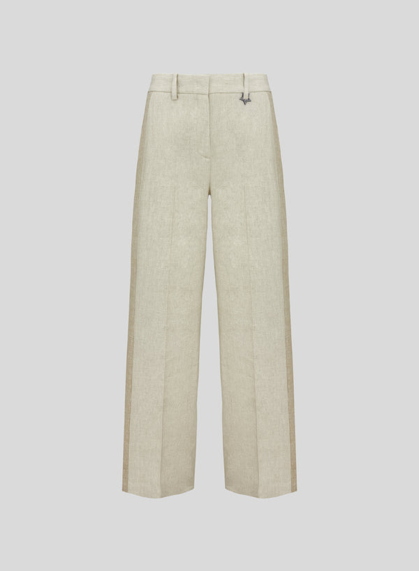 PANTALONI IN MISTO LINO E VISCOSA MELANGE