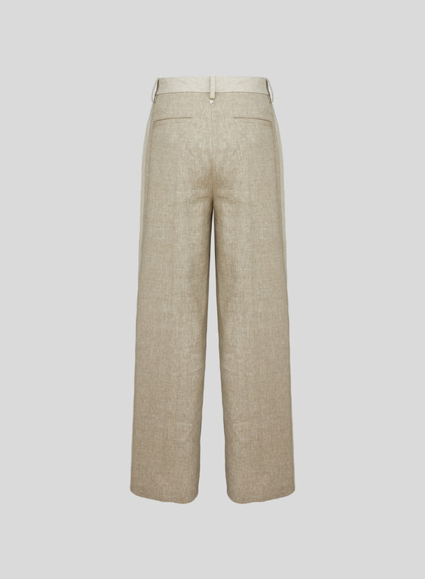 LINEN AND VISCOSE MELANGE BLEND PANTS