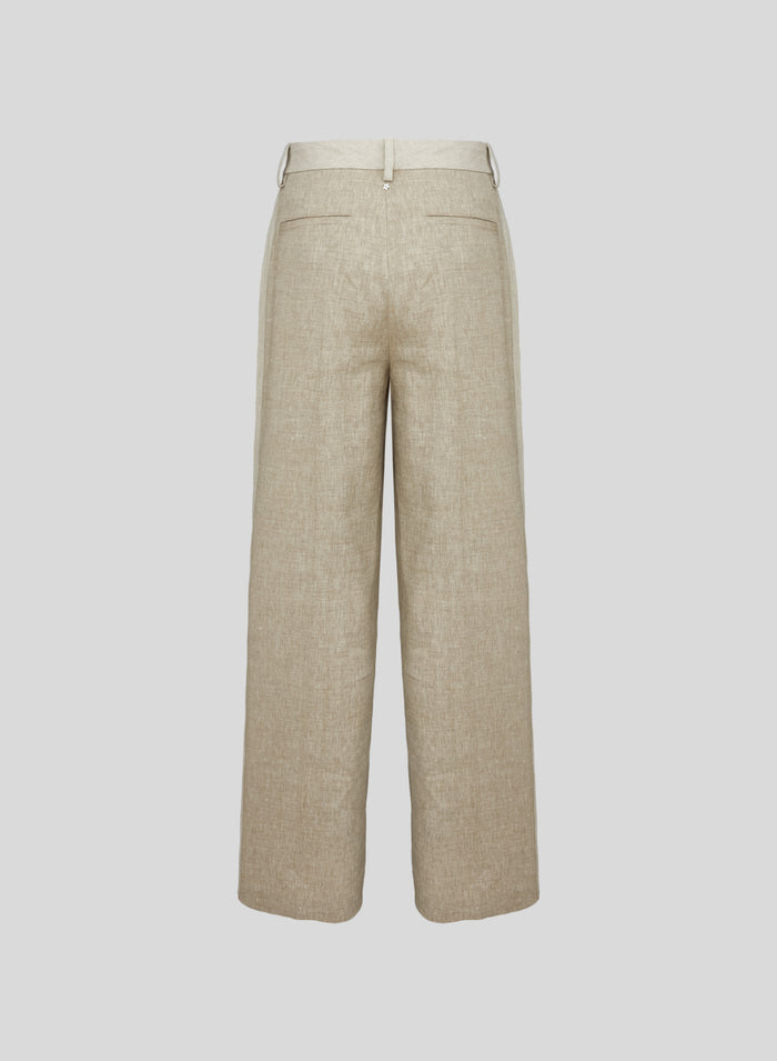 PANTALONI IN MISTO LINO E VISCOSA MELANGE