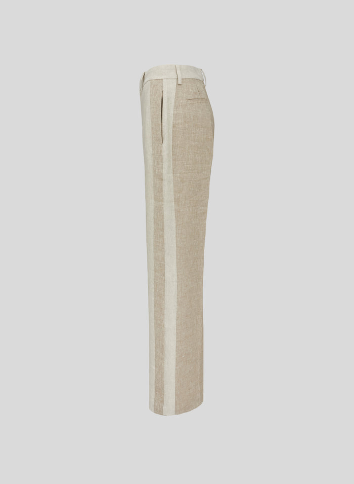 PANTALONI IN MISTO LINO E VISCOSA MELANGE