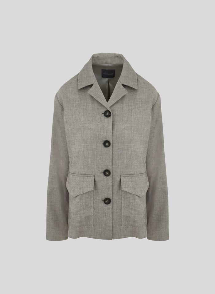 LINEN AND VISCOSE MELANGE BLEND FIELD JACKET