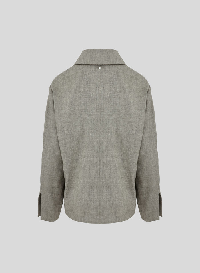 LINEN AND VISCOSE MELANGE BLEND FIELD JACKET