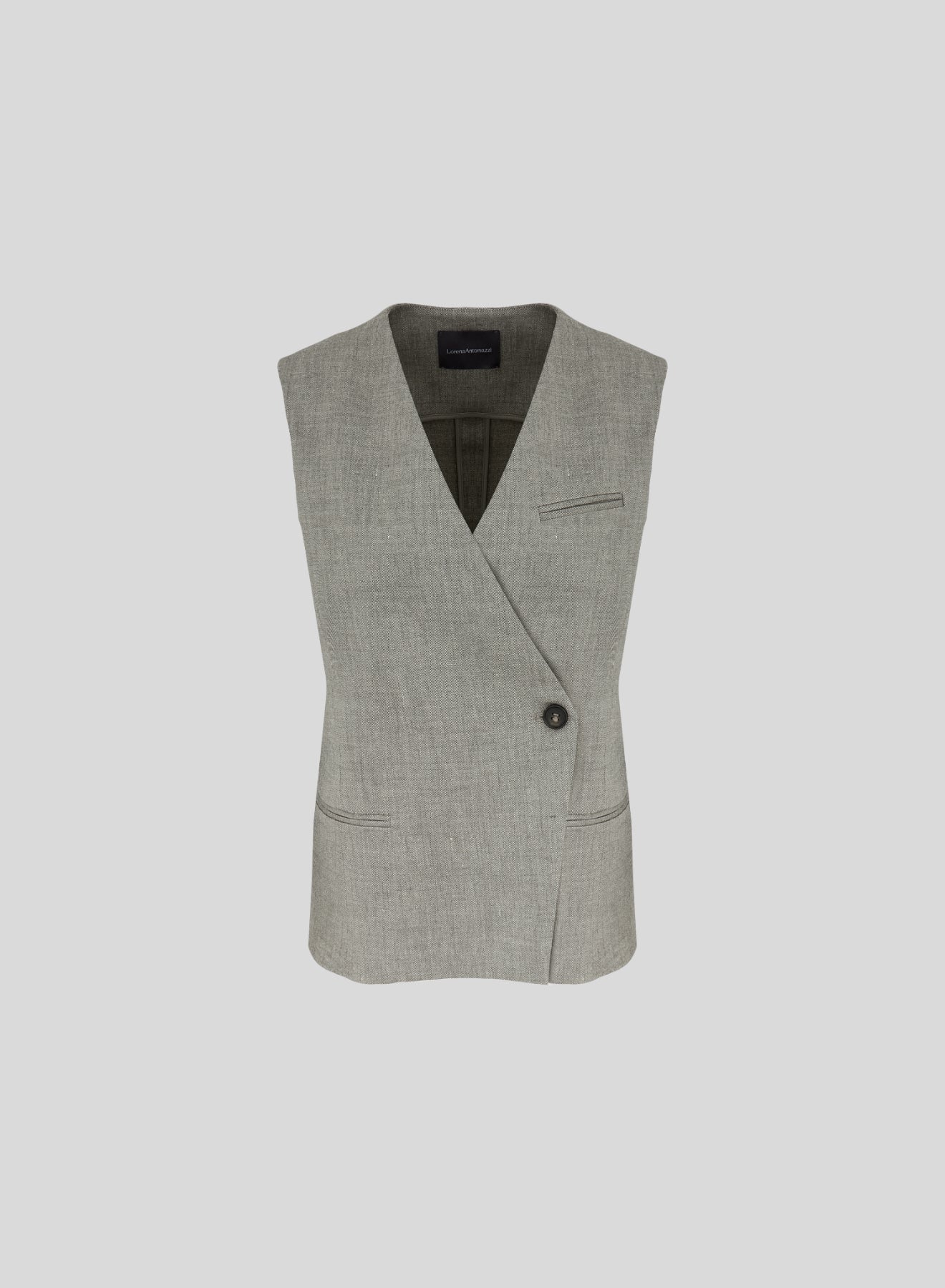 LINEN AND VISCOSE MELANGE BLEND VEST