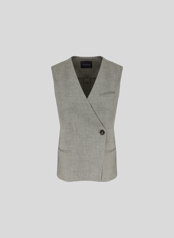 GILET IN MISTO LINO E VISCOSA MELANGE