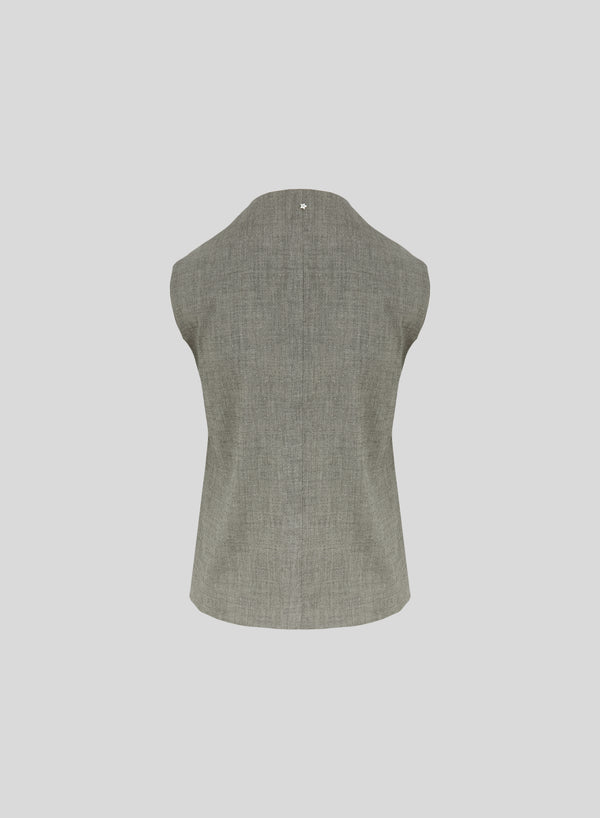 LINEN AND VISCOSE MELANGE BLEND VEST