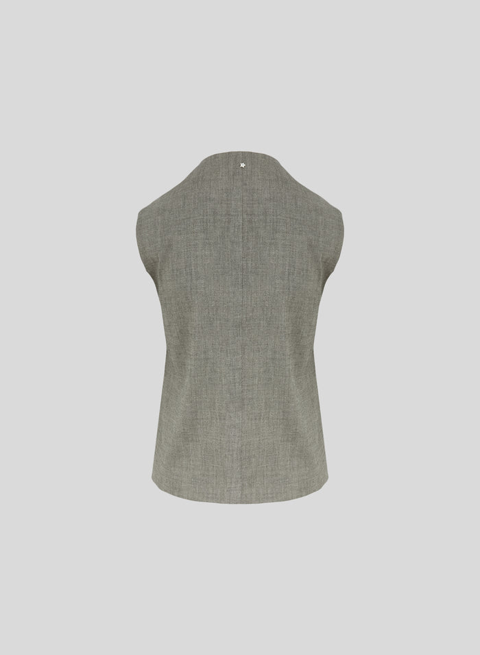 LINEN AND VISCOSE MELANGE BLEND VEST