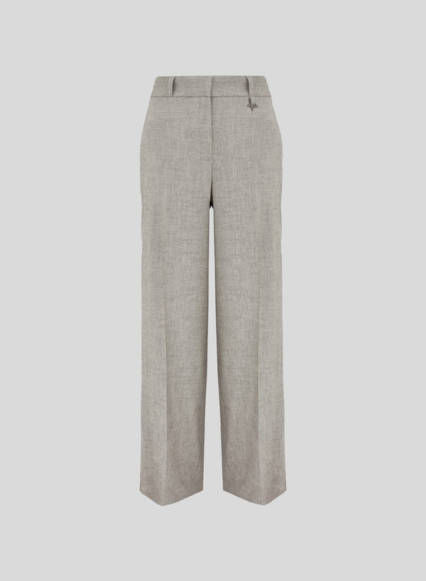 PANTALONI SARTORIALI IN MISTO LINO E VISCOSA MELANGE