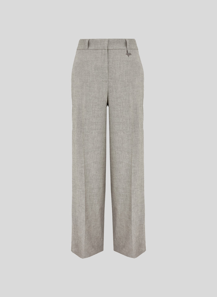 PANTALONI SARTORIALI IN MISTO LINO E VISCOSA MELANGE