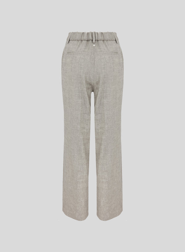 LINEN AND VISCOSE MELANGE BLEND TAILORED PANTS
