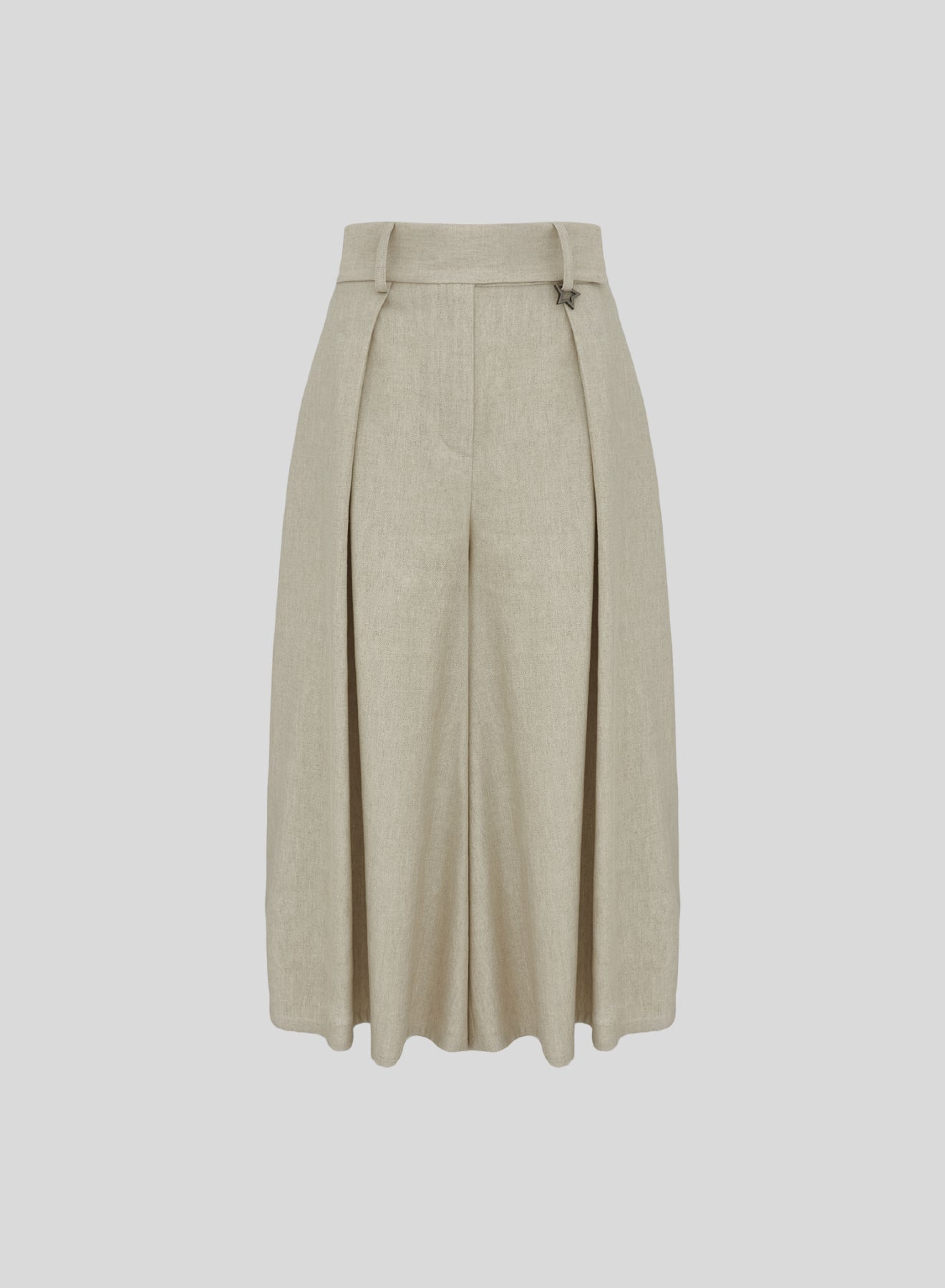 PANTALONI BERMUDA IN MISTO LINO E VISCOSA MELANGE