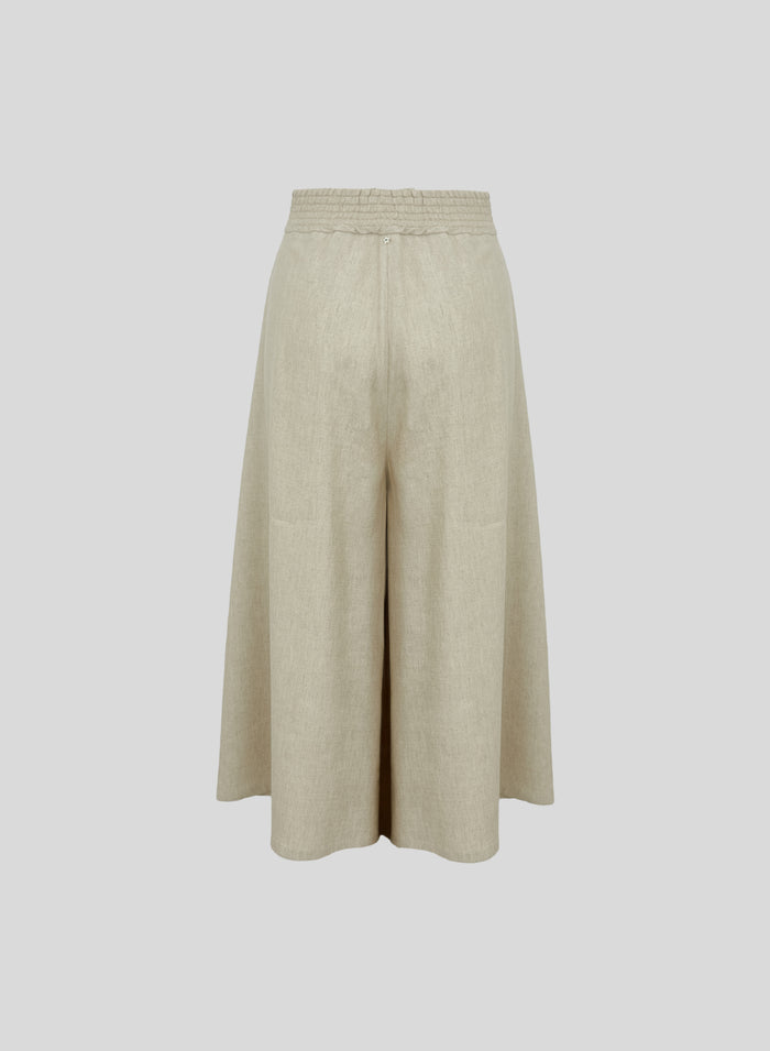 PANTALONI BERMUDA IN MISTO LINO E VISCOSA MELANGE