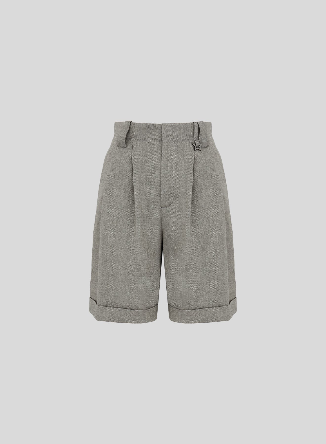 LINEN AND VISCOSE MELANGE BLEND BERMUDA SHORTS