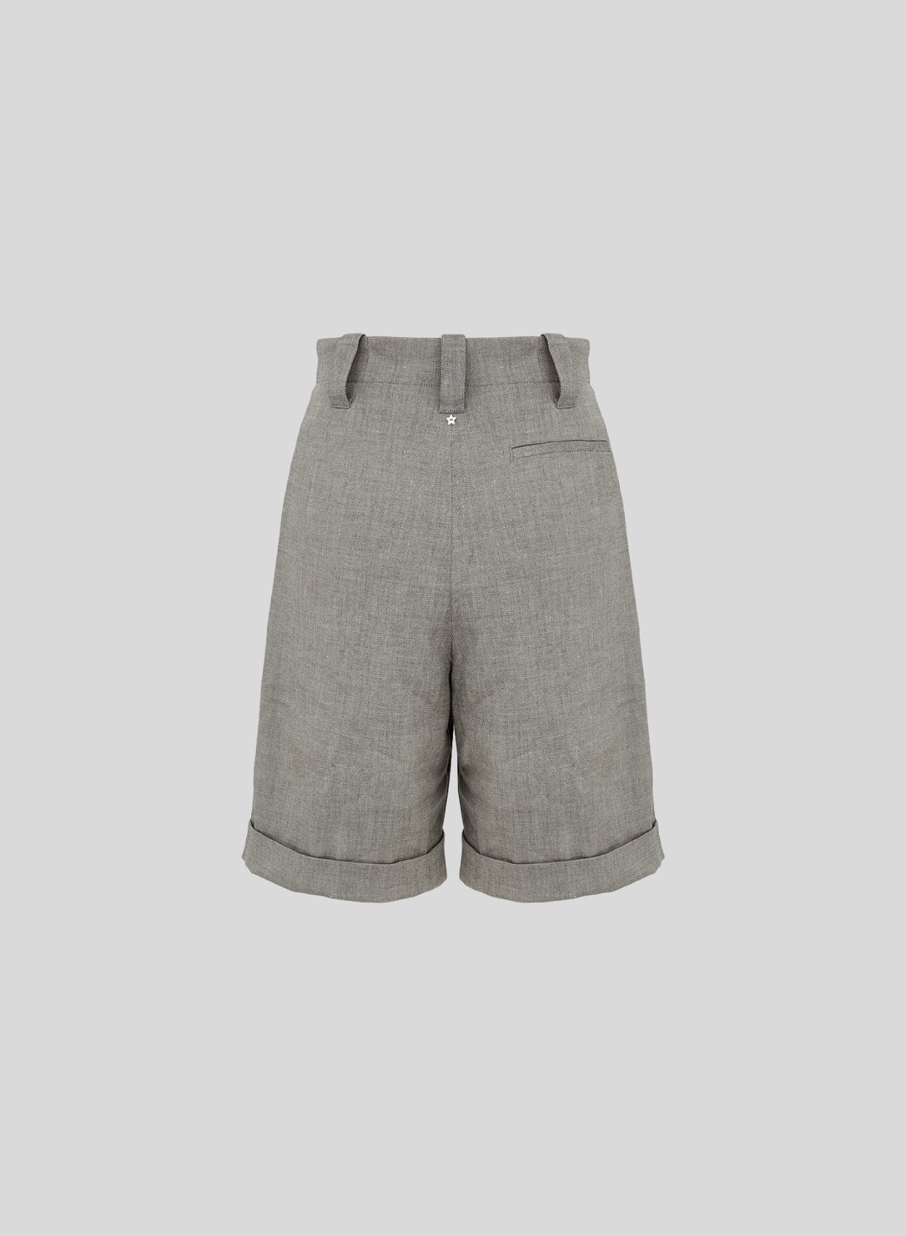 LINEN AND VISCOSE MELANGE BLEND BERMUDA SHORTS