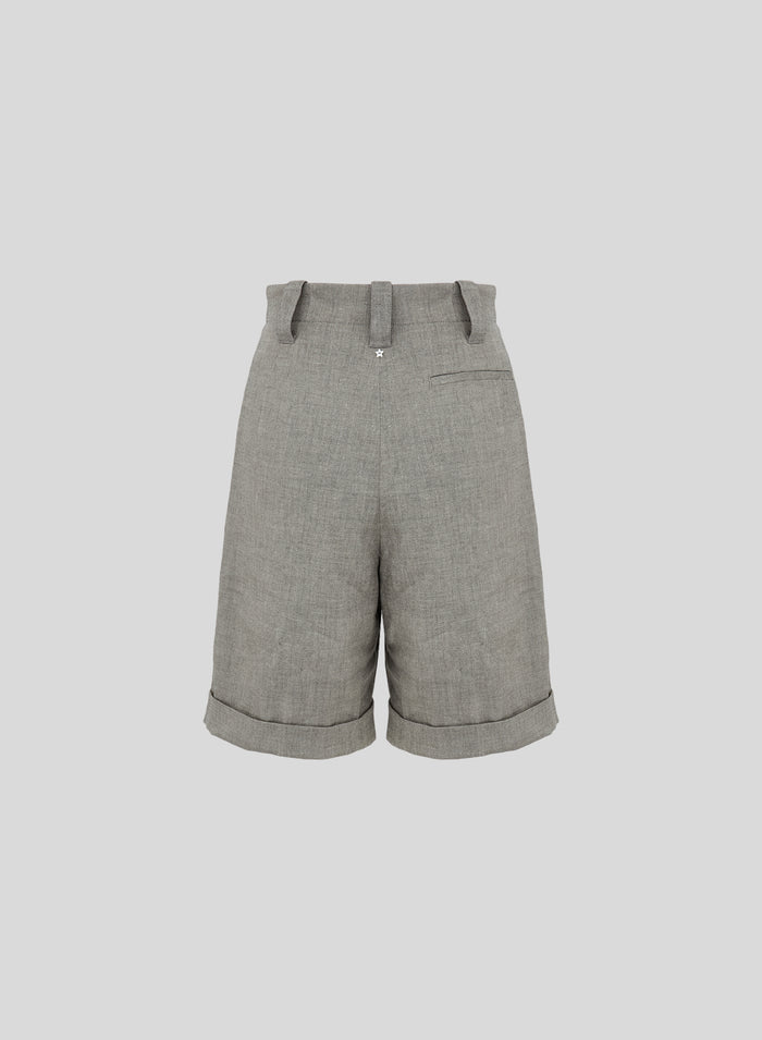 LINEN AND VISCOSE MELANGE BLEND BERMUDA SHORTS