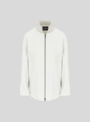 BOMBER IN LINO E VISCOSA STRETCH CON RICAMO