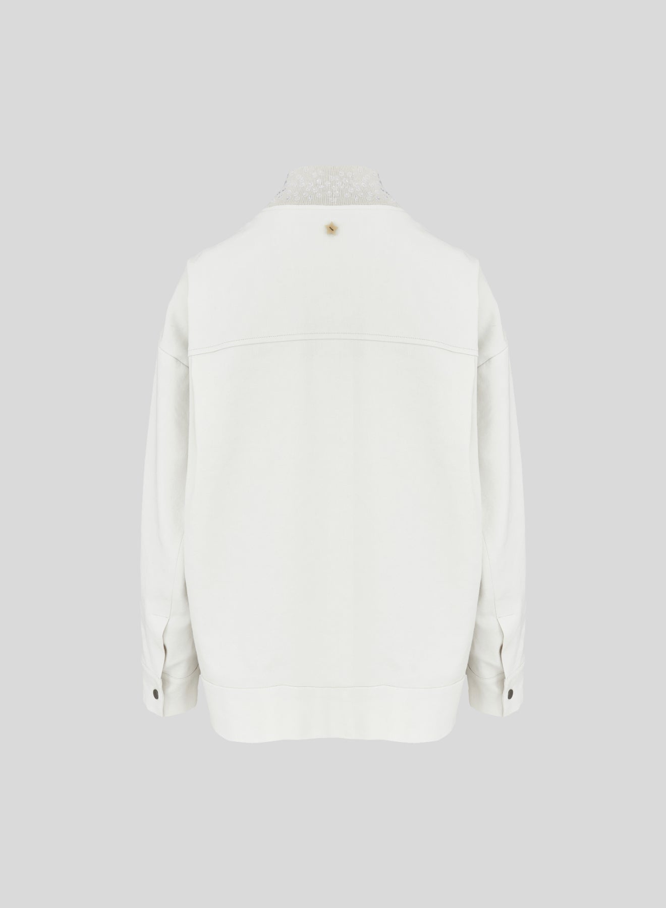 STRETCH LINEN AND VISCOSE BOMBER JACKET WITH EMBROIDERY