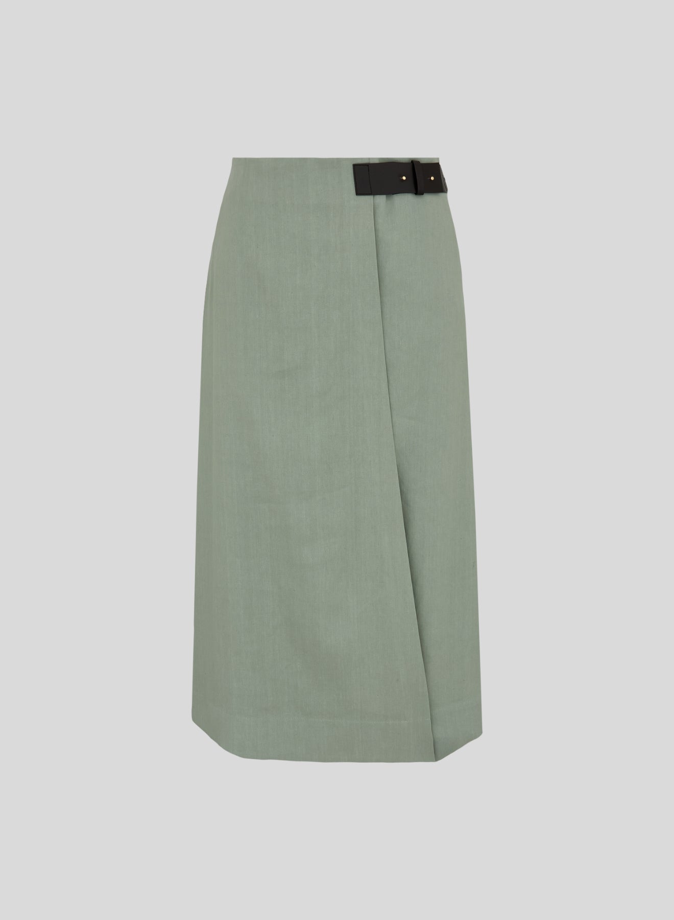 GONNA MIDI  A PORTAFOGLIO IN LINO E VISCOSA STRETCH