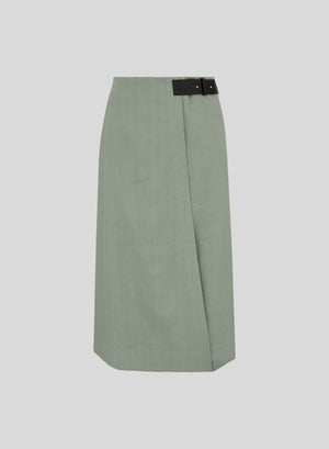 GONNA MIDI  A PORTAFOGLIO IN LINO E VISCOSA STRETCH