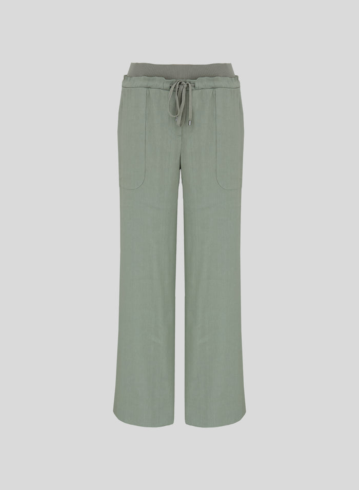 STRETCH LINEN AND VISCOSE PANTS