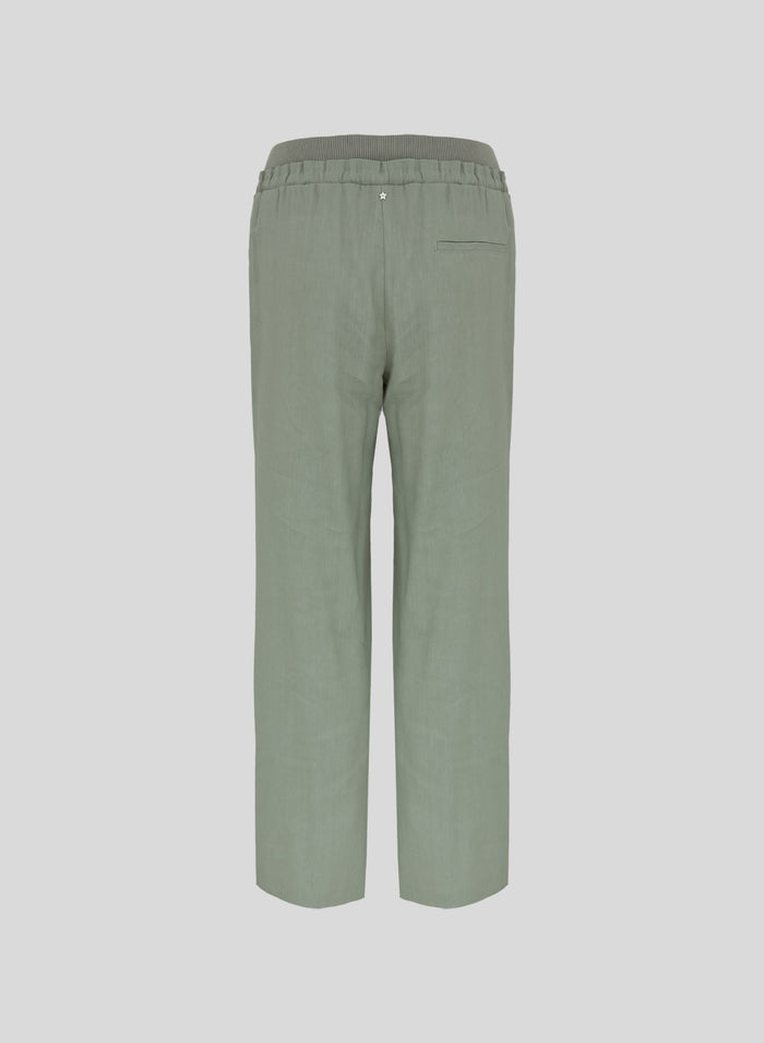 STRETCH LINEN AND VISCOSE PANTS