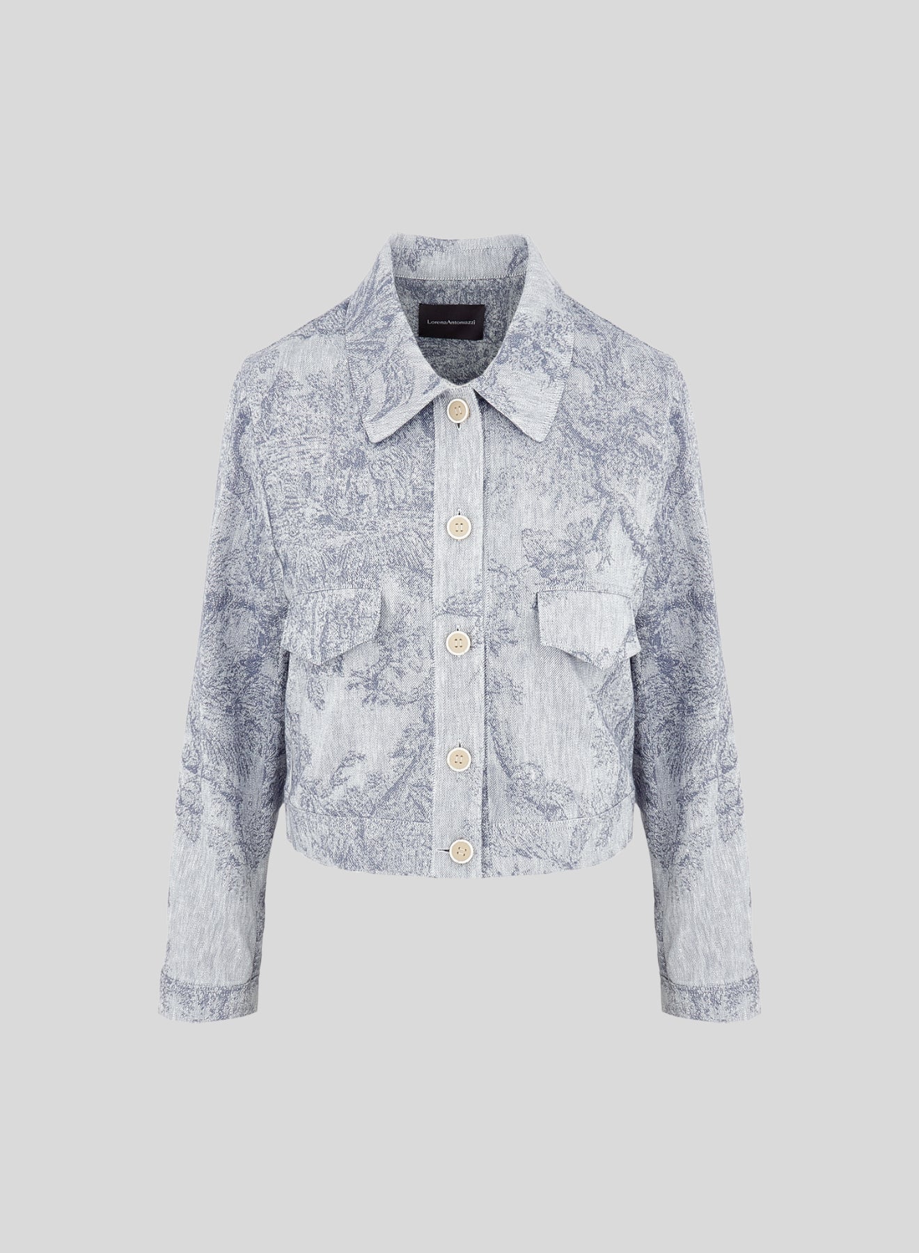 CABAN IN COTONE E LINO CON STAMPA JACQUARD TOILE DE JOUY