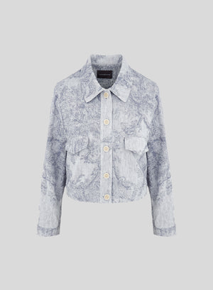 CABAN IN COTONE E LINO CON STAMPA JACQUARD TOILE DE JOUY