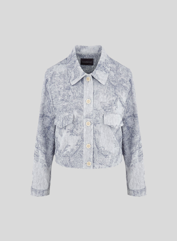 CABAN IN COTONE E LINO CON STAMPA JACQUARD TOILE DE JOUY