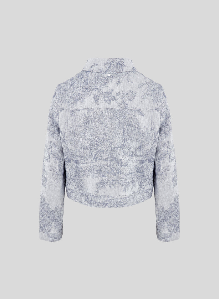 CABAN IN COTONE E LINO CON STAMPA JACQUARD TOILE DE JOUY