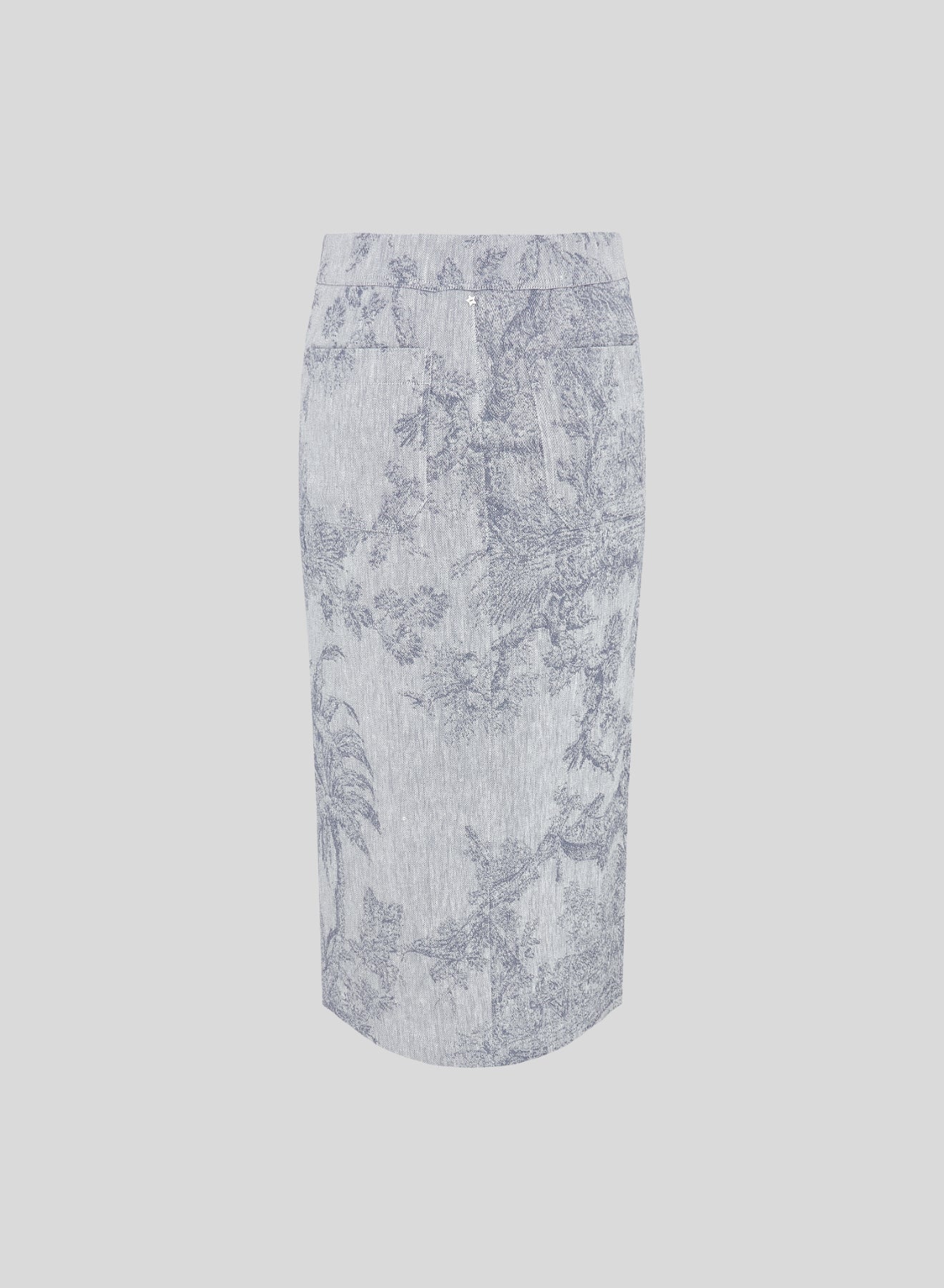 GONNA MIDI IN COTONE E LINO CON STAMPA JACQUARD TOILE DE JOUY