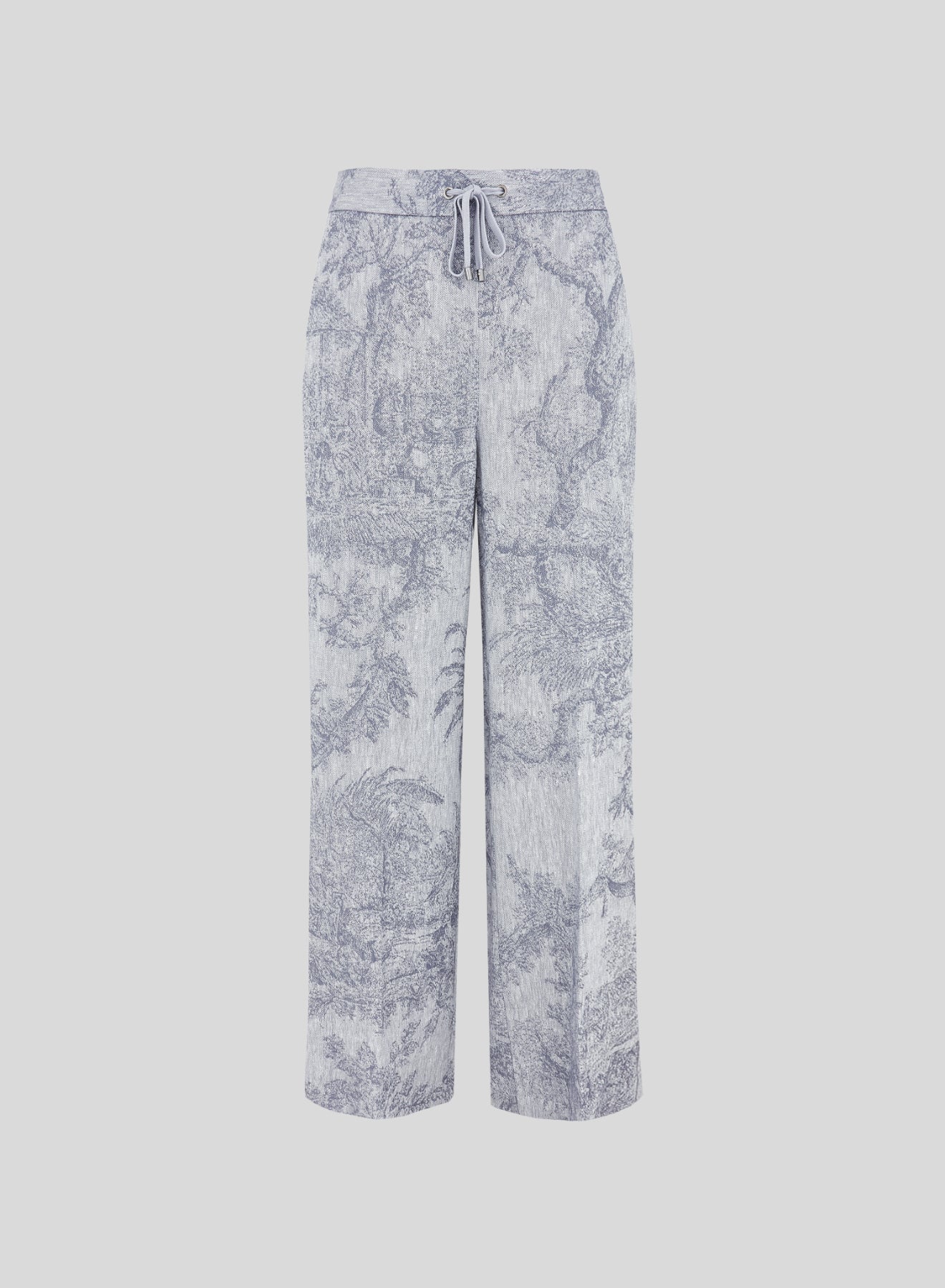 PANTALONI IN COTONE E LINO CON STAMPA JACQUARD TOILE DE JOUY