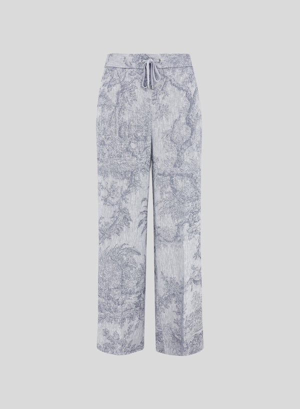 PANTALONI IN COTONE E LINO CON STAMPA JACQUARD TOILE DE JOUY