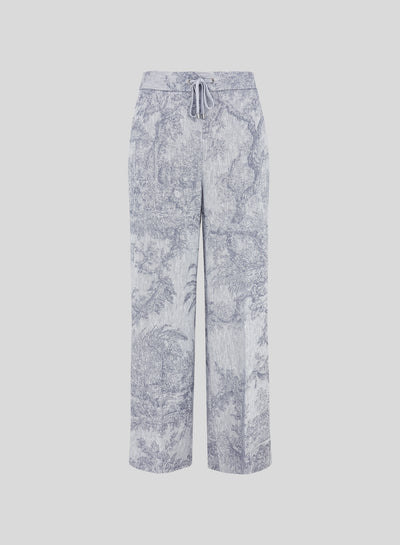 PANTALONI IN COTONE E LINO CON STAMPA JACQUARD TOILE DE JOUY