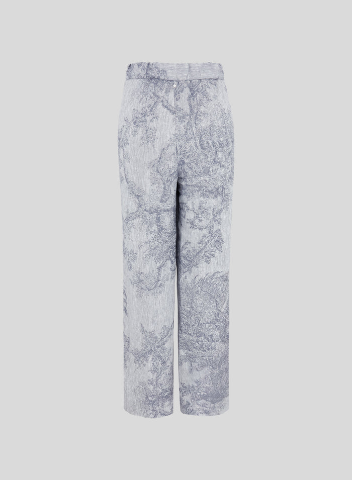 PANTALONI IN COTONE E LINO CON STAMPA JACQUARD TOILE DE JOUY