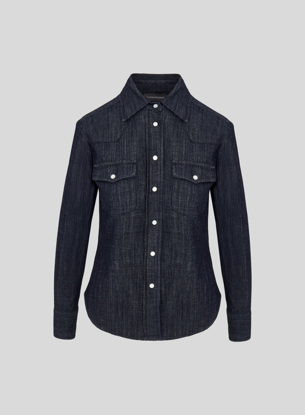 CAMICIA WESTERN IN DENIM FLUIDO