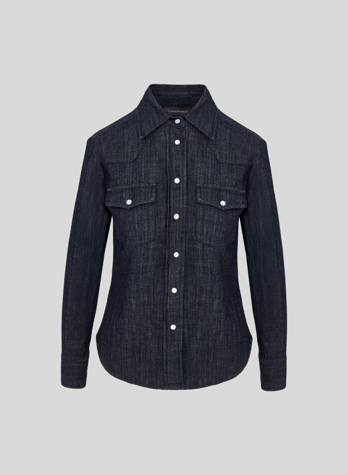 CAMICIA WESTERN IN DENIM FLUIDO