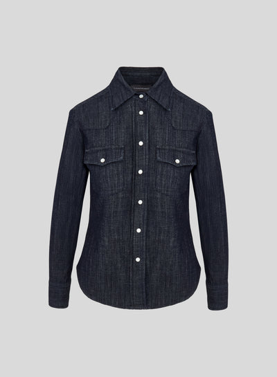 CAMICIA WESTERN IN DENIM FLUIDO