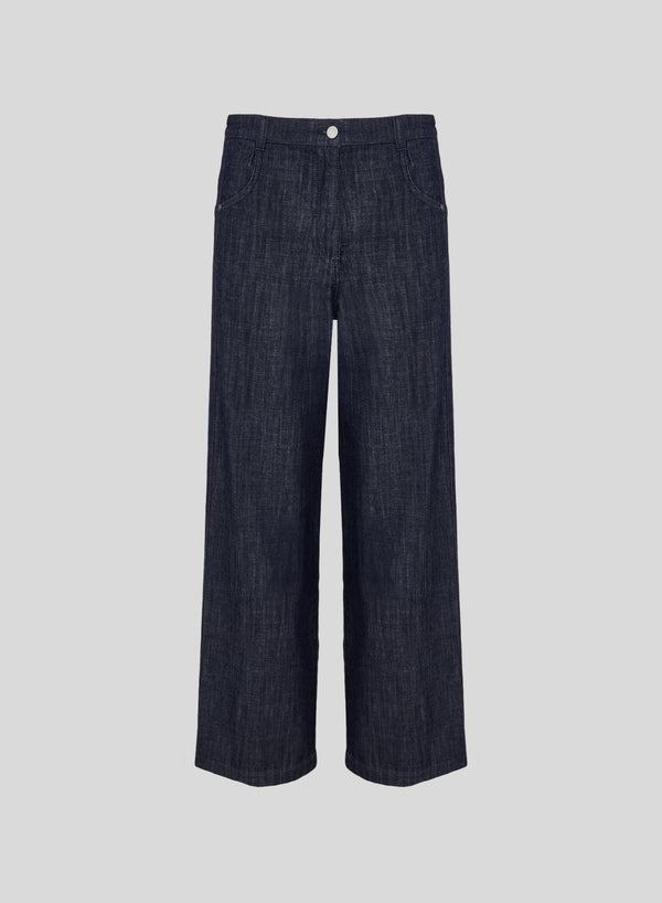 JEANS A GAMBA LARGA IN DENIM FLUIDO